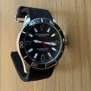 Stührling Original Professional Diver 200M Watch - Swiss Quartz Rubber Strap